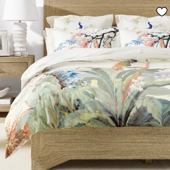 Williams Sonoma Other - Williams Sonoma king/cal king painted peacock duvet cover artsy colorful